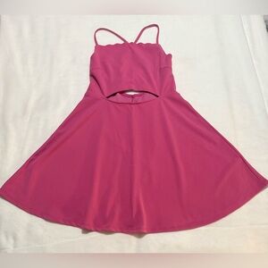 Pink Cut out crisscross back spaghetti A Line Dress